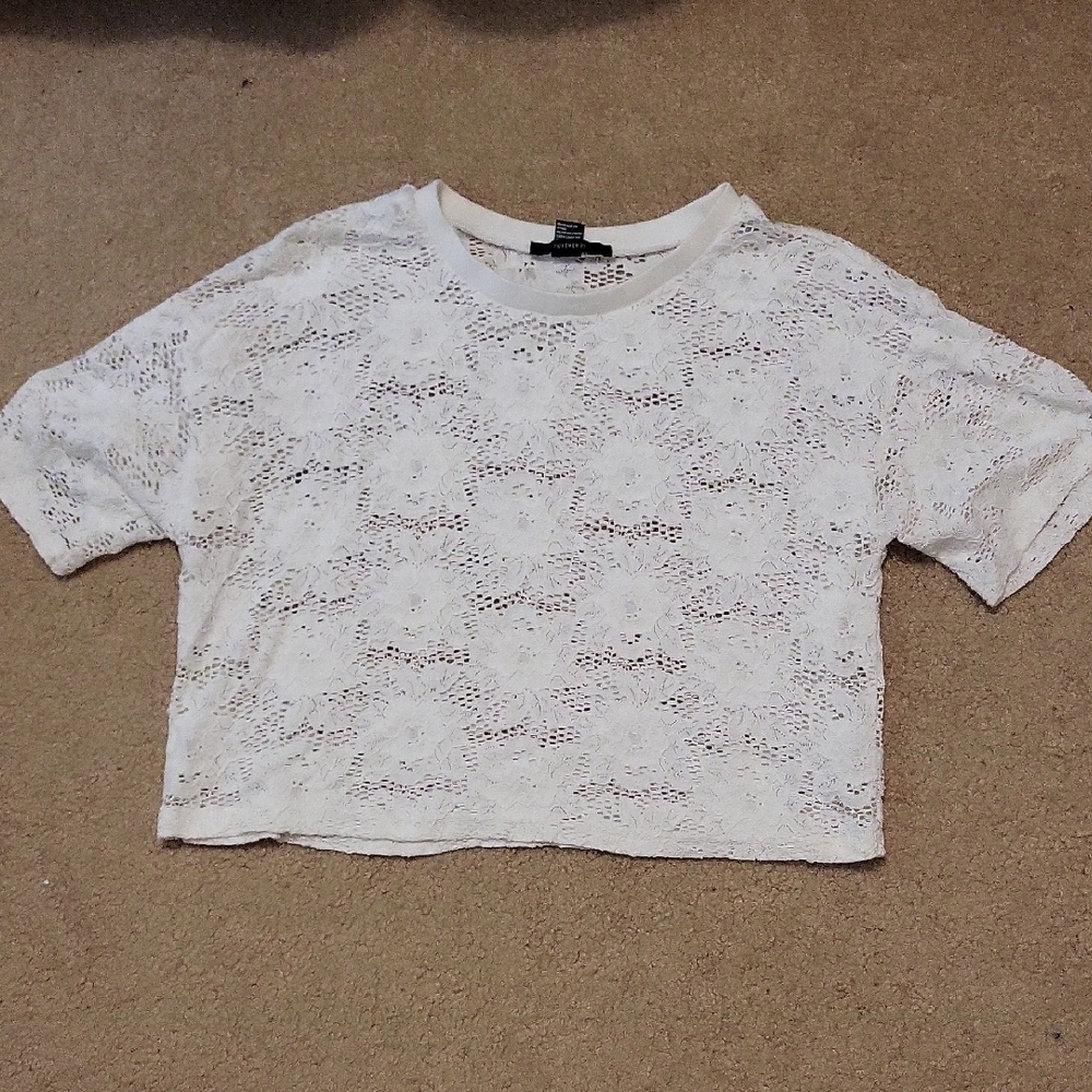 White Lace Crop Top